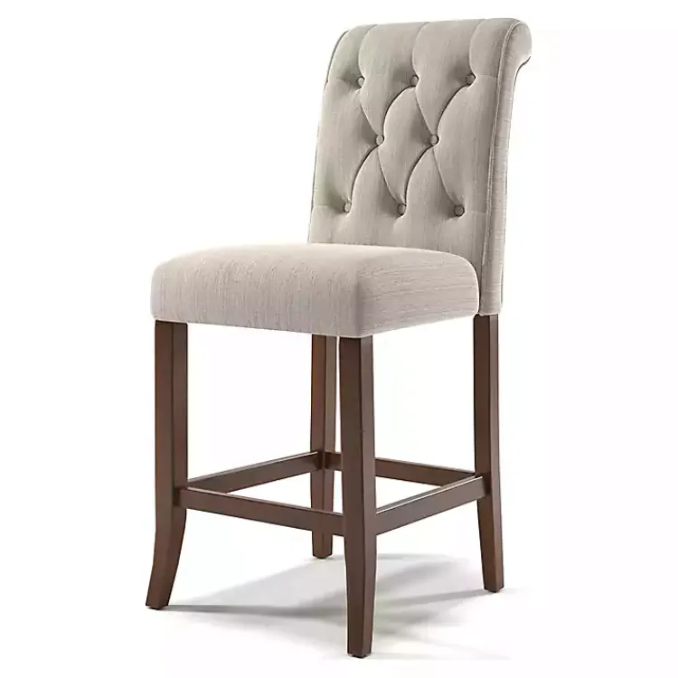 Kirklands Home Beige Tufted Landon Counter Stools, Set of 2 Tan