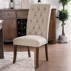 Kirklands Home Beige Tufted Landon Dining Chairs, Set of 2 Tan Hot