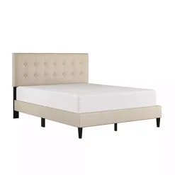 Kirklands Home Beige Tufted Low Profile Platform Queen Bed Tan Sale