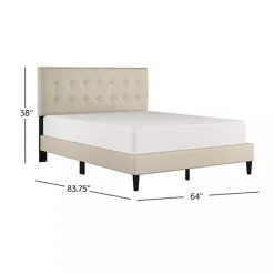 Kirklands Home Beige Tufted Low Profile Platform Queen Bed Tan Sale