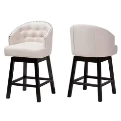Kirklands Home Beige Tufted Seat Swivel Counter Stools, Set of 2 Tan Online
