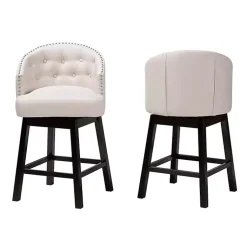 Kirklands Home Beige Tufted Seat Swivel Counter Stools, Set of 2 Tan Online