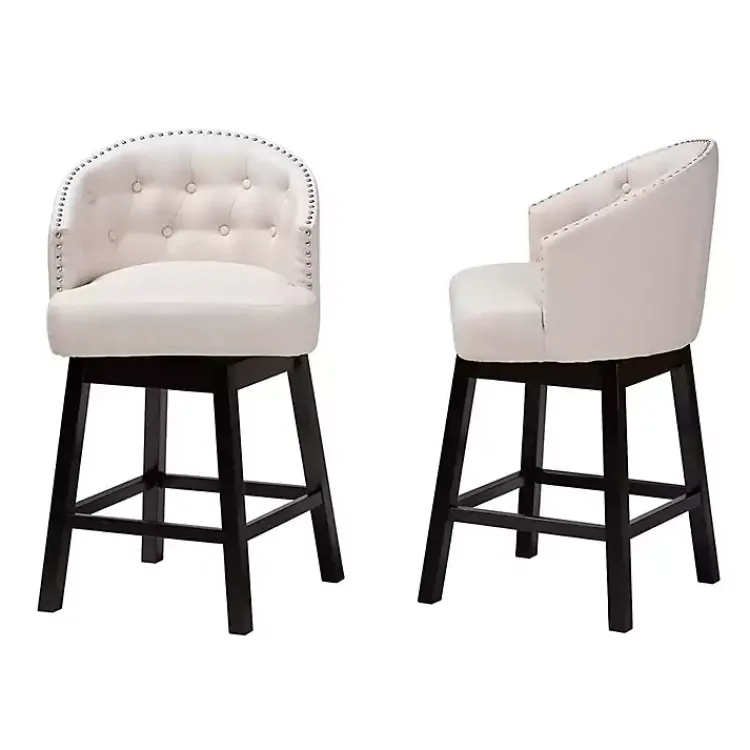 Kirklands Home Beige Tufted Seat Swivel Counter Stools, Set of 2 Tan Online
