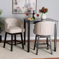 Kirklands Home Beige Tufted Seat Swivel Counter Stools, Set of 2 Tan Online