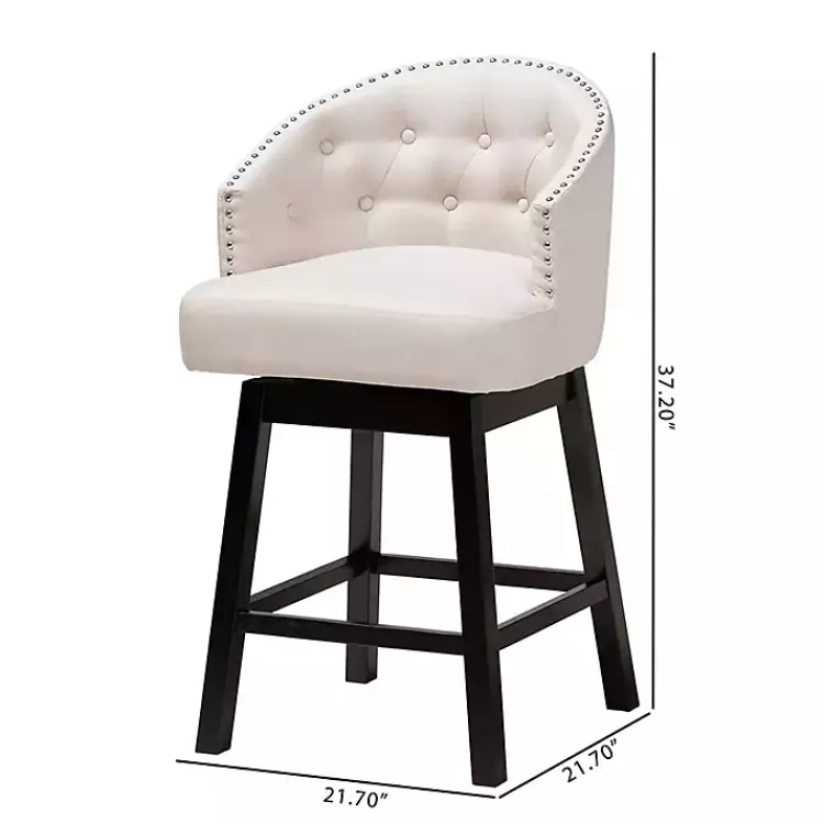 Kirklands Home Beige Tufted Seat Swivel Counter Stools, Set of 2 Tan Online