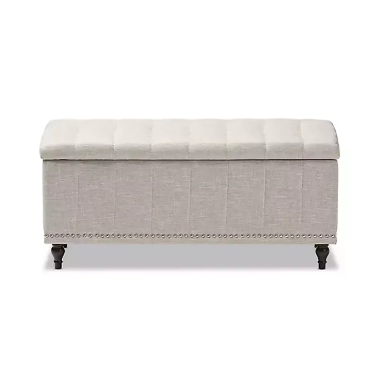 Kirklands Home Beige Tufted Upholstery Storage Ottoman Tan Discount