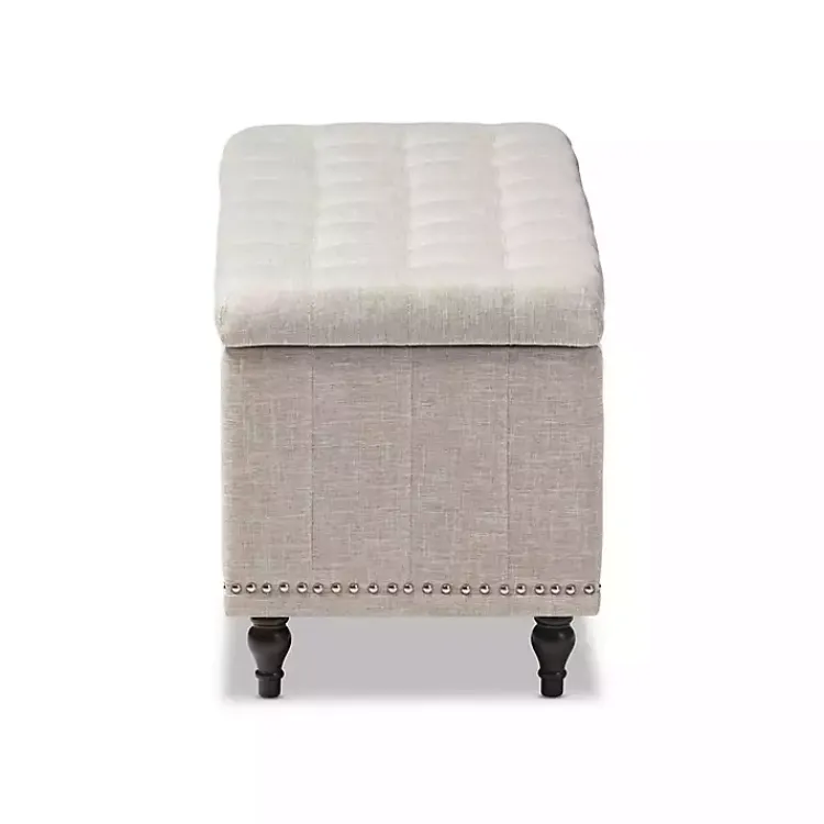 Kirklands Home Beige Tufted Upholstery Storage Ottoman Tan Discount
