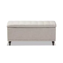 Kirklands Home Beige Tufted Upholstery Storage Ottoman Tan Discount