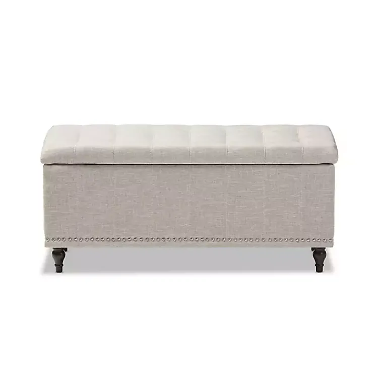 Kirklands Home Beige Tufted Upholstery Storage Ottoman Tan Discount