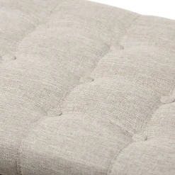 Kirklands Home Beige Tufted Upholstery Storage Ottoman Tan Discount