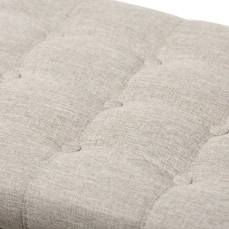 Kirklands Home Beige Tufted Upholstery Storage Ottoman Tan Discount