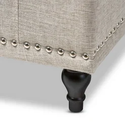 Kirklands Home Beige Tufted Upholstery Storage Ottoman Tan Discount
