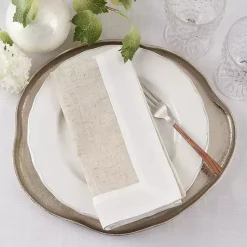 Kirklands Home Beige Two-Tone Border 4-pc. Napkin Set Best
