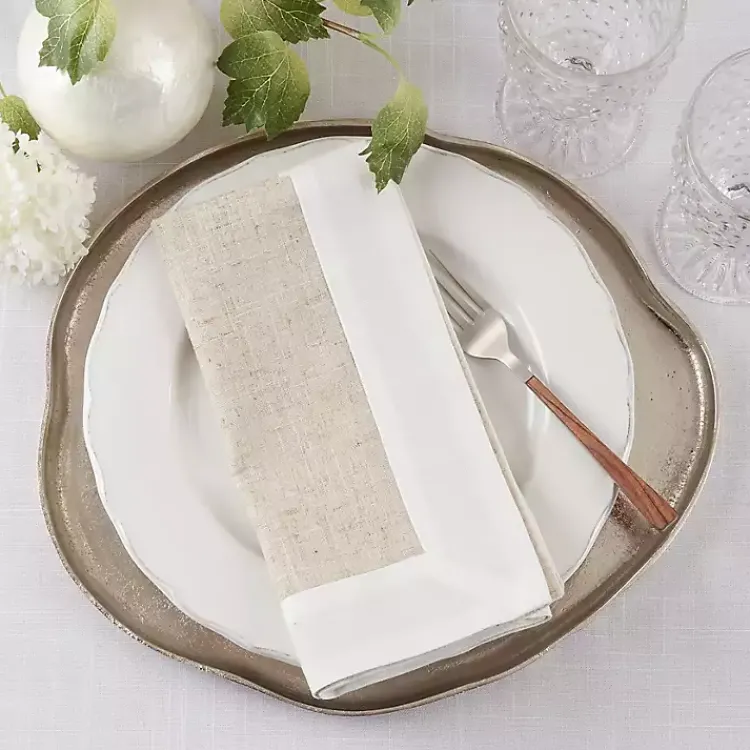 Kirklands Home Beige Two-Tone Border 4-pc. Napkin Set Best