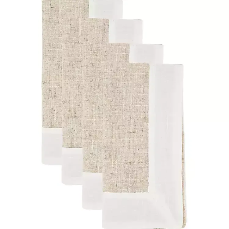 Kirklands Home Beige Two-Tone Border 4-pc. Napkin Set Best