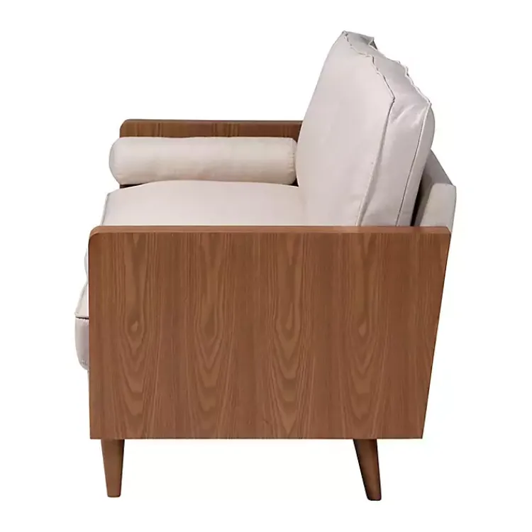 Kirklands Home Beige Upholstered Harley Walnut Sofa Tan Hot