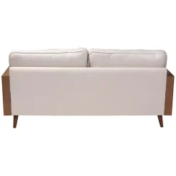 Kirklands Home Beige Upholstered Harley Walnut Sofa Tan Hot