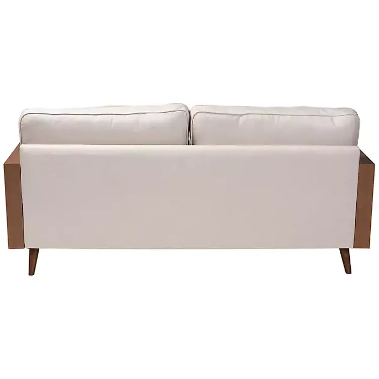 Kirklands Home Beige Upholstered Harley Walnut Sofa Tan Hot