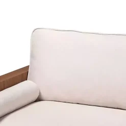 Kirklands Home Beige Upholstered Harley Walnut Sofa Tan Hot