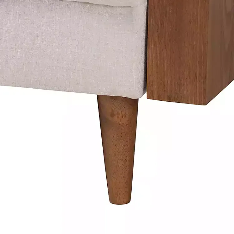 Kirklands Home Beige Upholstered Harley Walnut Sofa Tan Hot