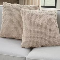 Pillows>Kirklands Home Beige Waffle Knit Chenille Throw Pillows, Set of 2 Tan
