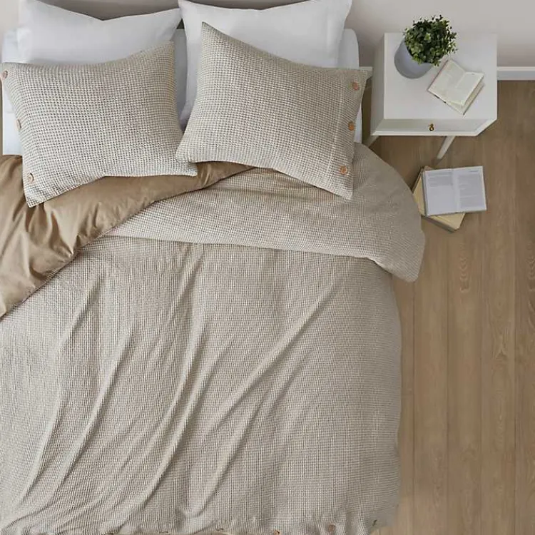 Kirklands Home Beige Waffle Weave 3-pc. Queen Duvet Cover Set Tan Online