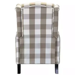 Kirklands Home Beige Windowpane Plaid Recliner Outlet
