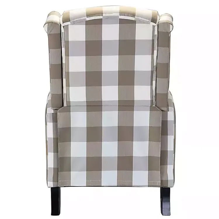 Kirklands Home Beige Windowpane Plaid Recliner Outlet