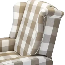 Kirklands Home Beige Windowpane Plaid Recliner Outlet
