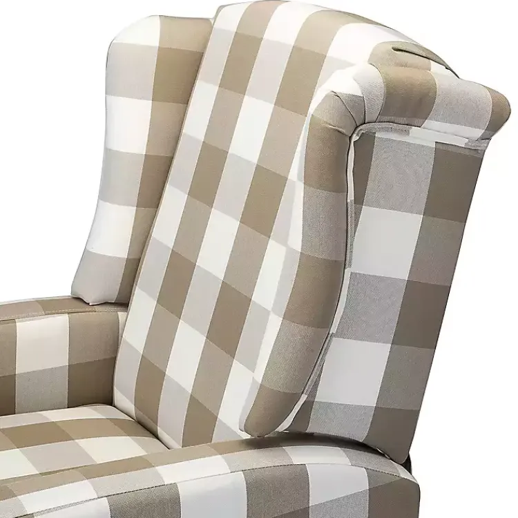 Kirklands Home Beige Windowpane Plaid Recliner Outlet