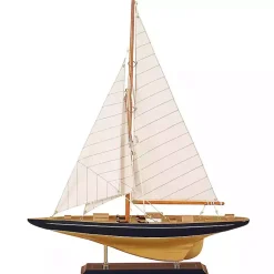 Statues & Figurines>Kirklands Home Beige Wood Coastal Sailboat, 21 in.
