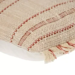 Pillows>Kirklands Home Beige Woven Red Stripes Lumbar Pillow Tan