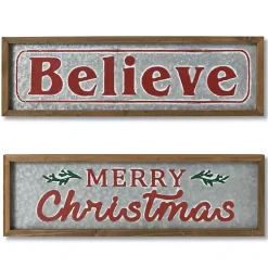 Christmas Art & Wall Decor>Kirklands Home Believe and Merry Christmas Wall Plaques, Set of 2