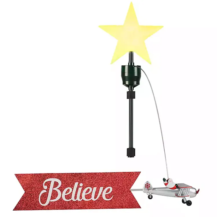 Christmas Tree Decorations>Kirklands Home Believe Animated Biplane Tree Topper