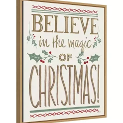Christmas Art & Wall Decor>Kirklands Home Believe in the Magic Christmas Canvas Wall Plaque