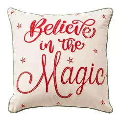 Christmas Pillows>Kirklands Home Believe in the Magic Christmas Throw Pillow White