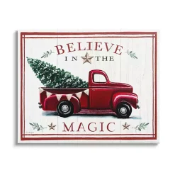 Christmas Art & Wall Decor>Kirklands Home Believe in the Magic Truck Canvas Wall Plaque