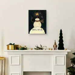 Christmas Art & Wall Decor>Kirklands Home Believe Snowman Canvas Art Print