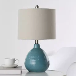 Kirklands Home Bermuda Blue Ceramic Table Lamp Tan Discount