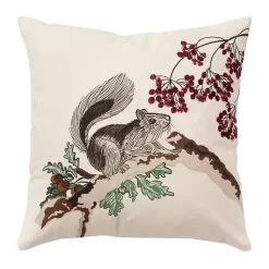 Pillows>Kirklands Home Berry and Squirrel Christmas Throw Pillow