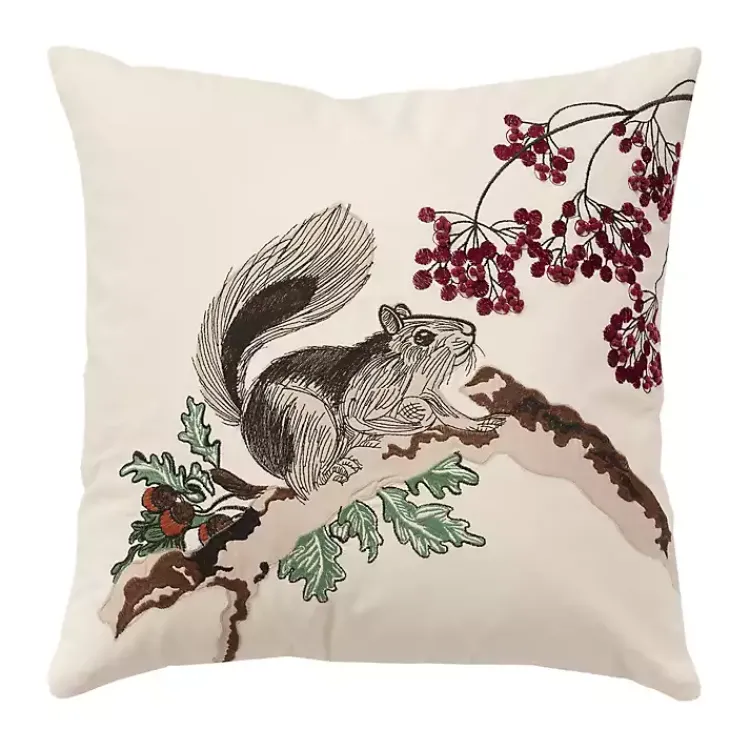 Pillows>Kirklands Home Berry and Squirrel Christmas Throw Pillow