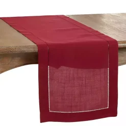 Kirklands Home Berry Hemstitch Border Table Runner Red Clearance