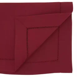 Kirklands Home Berry Hemstitch Border Table Runner Red Clearance
