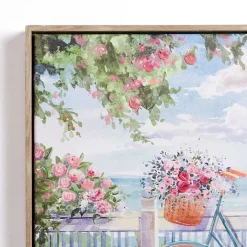 Kirklands Home Bike on the Boardwalk Framed Canvas Art Print Multi Hot