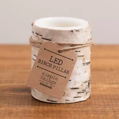 Flameless Candles>Kirklands Home Birch Bark LED Pillar Candle, 4 in. Brown