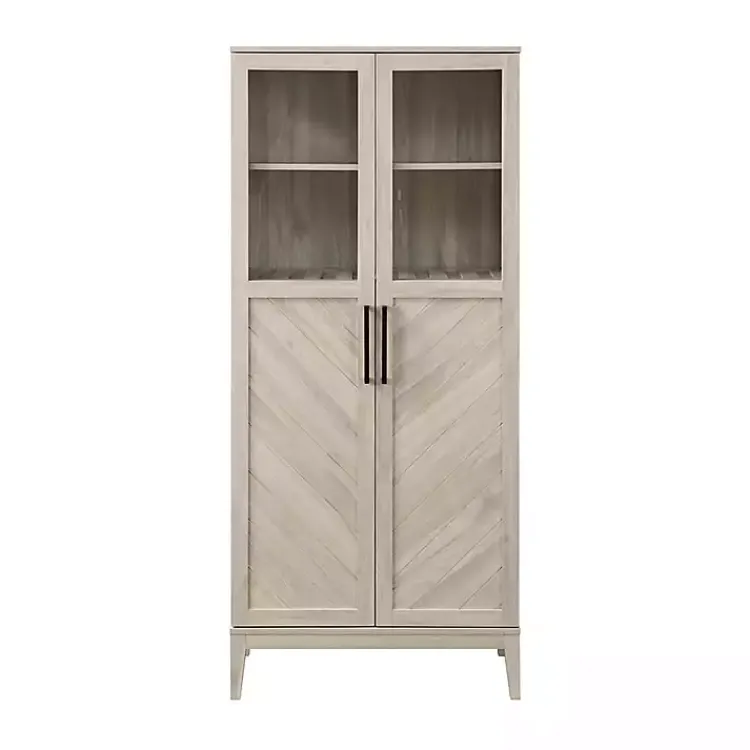 Kirklands Home Birch Chevron Wooden Storage Cabinet Tan
