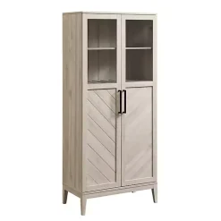 Kirklands Home Birch Chevron Wooden Storage Cabinet Tan