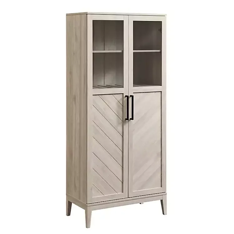 Kirklands Home Birch Chevron Wooden Storage Cabinet Tan
