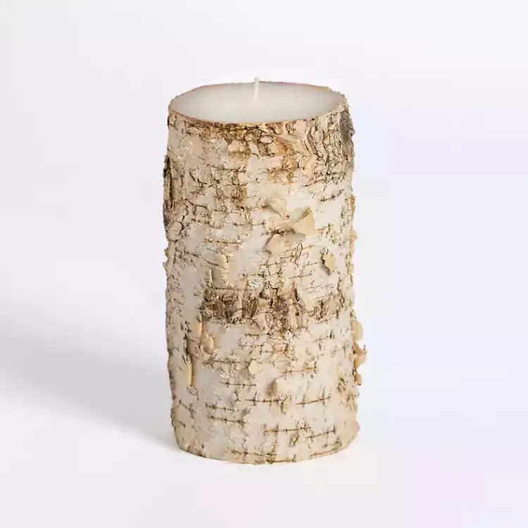 Candles>Kirklands Home Birch Tree Bark Pillar Candle, 4x10 in.