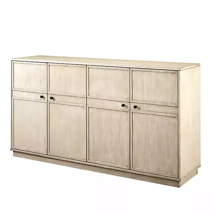 Kirklands Home Birch Wood 4-Door Sideboard Ivory Outlet